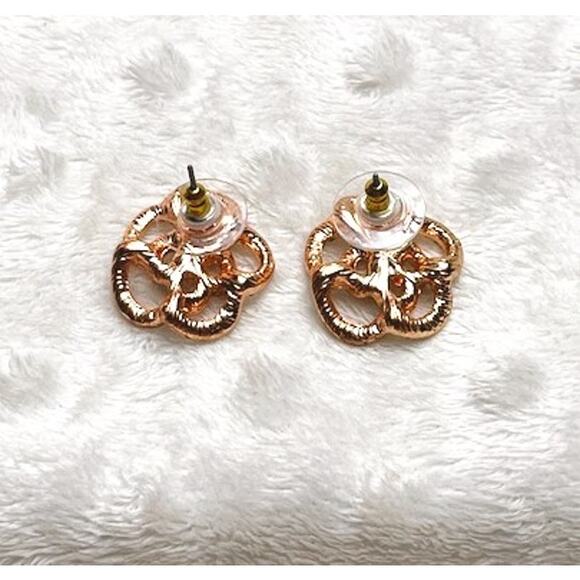 Rose Gold Plated Open Rose Design w/CZ Accents-NEW, NEVER WORN - Picture 4 of 4
